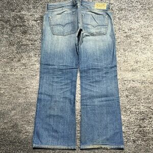 Diesel Zanity Jeans Mens 36x30 Blue Faded Bootcut Wide Leg Button Fly Denim